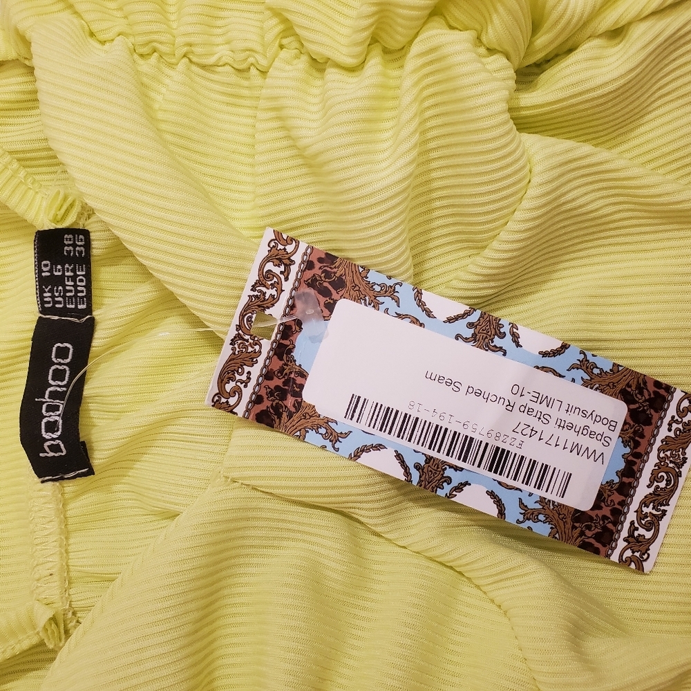 🌼HP🌼 NWT BOOHOO Neon Green/Yellow Bodysuit - Picture 5 of 6